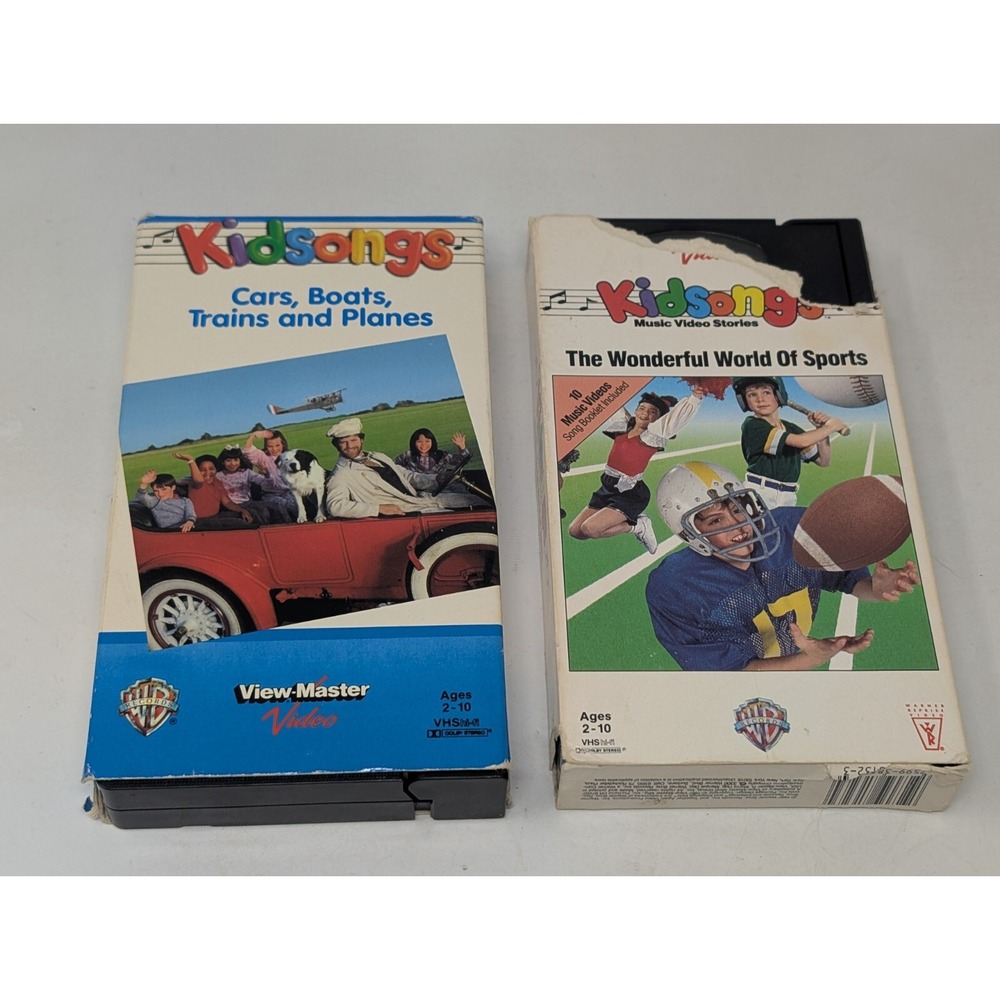 Kidsongs VHS Cassette Tape Lot Wonderful World of Sports & Cars Trains Planes